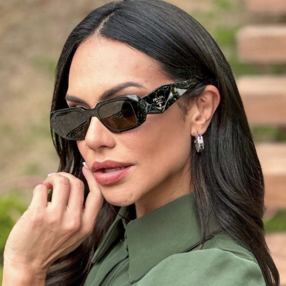 NEW PRADA SYMBOLE PR17WS GREEN BLACK PRADA SUNGLASSES SPR 17W 19D01T NEW PR 17WS